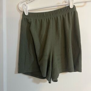 Olive Green Ribbed Shorts